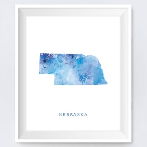 Nebraska Karte, Nebraska Aquarell, Kunstdruck, Lincoln Kunst, Nebraska Poster, Malerei, Geschenk, State Map, Wandkunst, digitaler Download