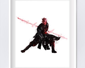 Darth Maul Print Watercolor Star Wars Poster Darth Maul Star Wars Gift Darth Maul Painting Wall Art Home Decor Gift instant Download