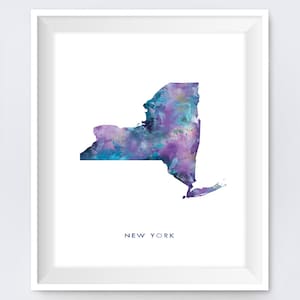 New York Druck New York Karte Kunstdruck Manhattan New York State Poster Aquarell Geschenk Home Office Dekor digitaler Download