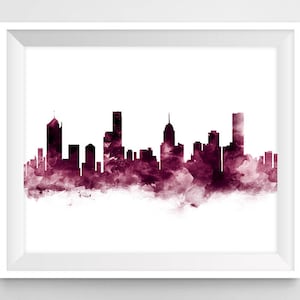 Impressão de Melbourne, horizonte de Melbourne, aquarela, moderno, paisagem, arte de parede, para impressão, paisagem urbana, Austrália, presente, decoração de casa, baixar