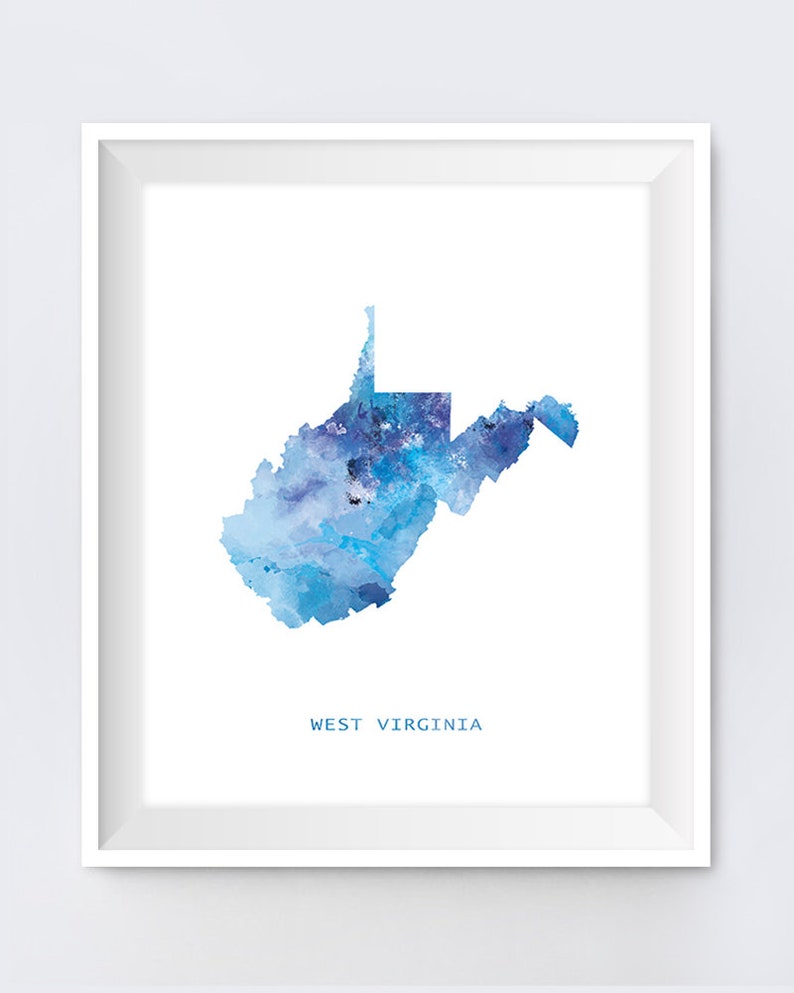 West Virginia Mapa West Virginia Acuarela Impresion De Arte Etsy