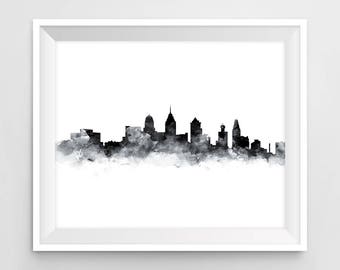 Philadelphia Druck, Skyline, Aquarell, Pennsylvania Kunst, PA, Philly, Stadtbild, druckbare, Home Decor, Wandkunst, Geschenk, Download