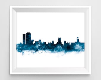 Madrid Skyline, Art Print, Wall Art, Watercolor, Printable, Abstract, Spain, Cityscape, Travel, Gift, Office Home Decor, Digital Download