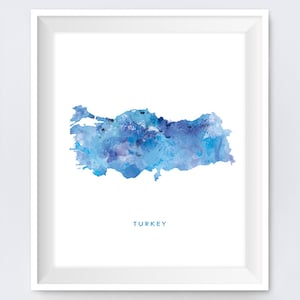 Türkei Karte Druck, Aquarell Türkei Poster, Home Office Dekor Karte Kunst Ankara Malerei Geschenk Wandkunst digitaler Download