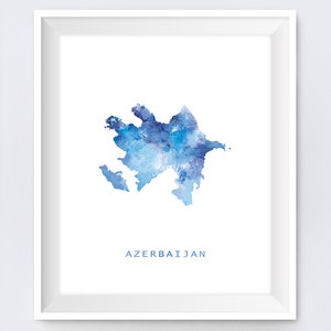 Azerbaijan Map Print, Watercolor Azerbaijan Poster, Home Office Room Decor, Map Art, City Painting, Gift, Wall Art, Digital Download