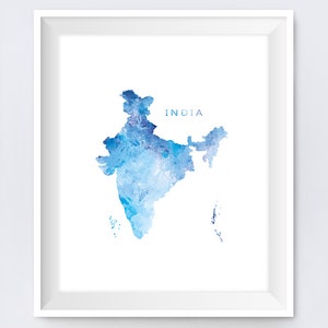 Indien Karte Druck Aquarell Neu-Delhi Druck Wand Kunst Indien Poster Malerei Reise Home Office Dekor Geschenk digitaler Download