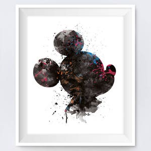 Mickey Mouse Art Mickey Head Watercolor Poster Art Print Painting Birthday Gift Wall Art Gift idea Digital Download