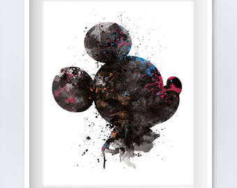 Mickey Mouse Art Mickey Head Watercolor Poster Art Print Painting Birthday Gift Wall Art Gift idea Digital Download