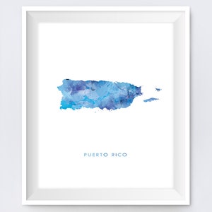 Puerto Rico Map Print, Watercolor Puerto Rico Poster, Home Office Room Decor, Travel Map Art City Painting Gift Wall Art Digital Download