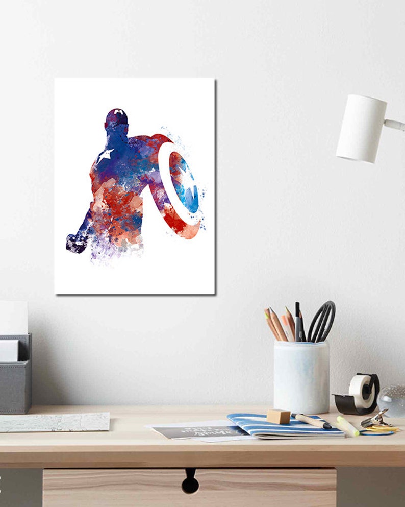 Captain America, Art Print, Marvel, Avengers, Captain America Poster, Shield, Steve Rogers, Superhero, Wall Art, Gift, Digital Download image 2