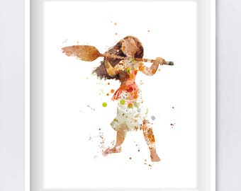 Princess Moana Print Moana Art Watercolor Wall Art Poster Moana Party Artwork Printable Moana Birthday Gift Digital Download