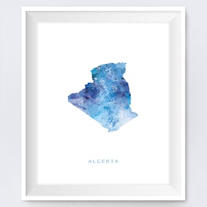 Algerien Karte Drucken, Aquarell Algerien Poster, Home Office Zimmer Dekor, Karte Kunst, Stadt Malerei, Geschenk, Wandkunst, digitaler Download