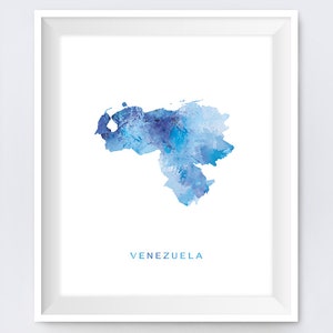 Venezuela Kaart Print, Aquarel Venezuela Poster, Home Office Room Decor, Kaart Kunst, City Painting, Gift, Wall Art, Digitale Download