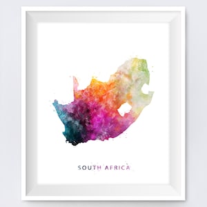 Südafrika Karte Aquarell Druck Südafrika Wand Kunst bunte abstrakte Land Poster Reise Karte Geschenk Home Office Dekor digitaler Download