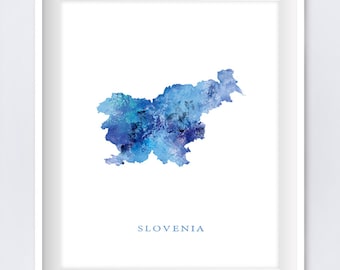 Slovenia Map Print, Watercolor Poster, Home Office Room Decor, Map Art, City Painting, Gift, Wall Art, Christmas gift, Digital Download