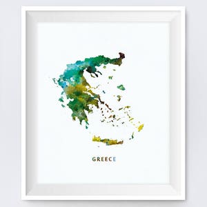 Griechenland Karte Druck, Griechenland Poster, Athen, Aquarell, griechische Karte, Wand-Dekor, Karte Dekor, Reisen, Home Decor, Geschenk, digitaler Download