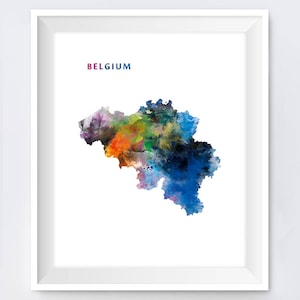 België, Aquarel Kaart Print, Brussels Print, Belgique Poster, Reizen, Urban, Europa, Abstract, Schilderen, Wall Art, Gift, Digital Download