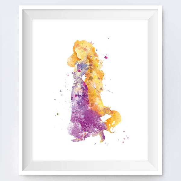 Rapunzel Print, Rapunzel Art, Baby Nursery Room Decor Tangled Watercolor Princess Rapunzel Poster Gift Digital Download