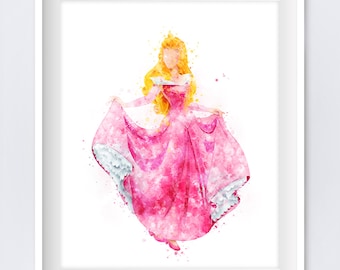 Sleeping Beauty Print Princess Aurora Poster Watercolor Princess Kids Nursery Decor Wall Art Gift Download