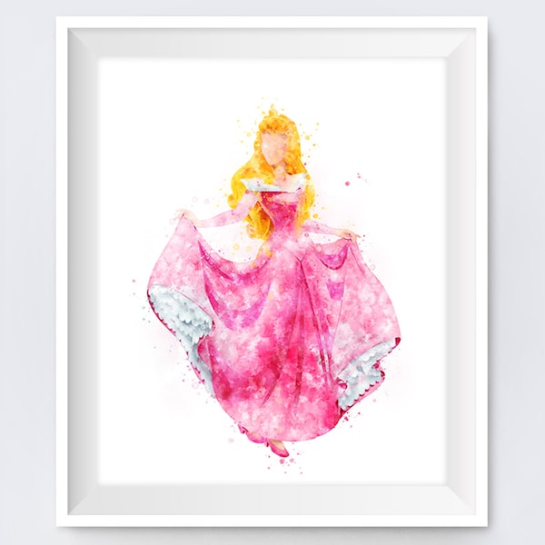 Sleeping Beauty Print Princess Aurora Poster Watercolor Princess Kids Nursery Decor Wall Art Gift Download