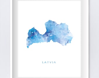 Latvia Watercolor Map Print Riga Print Latvia Poster Travel Poster Map Print Abstract Painting Wall Art Gift Digital Download