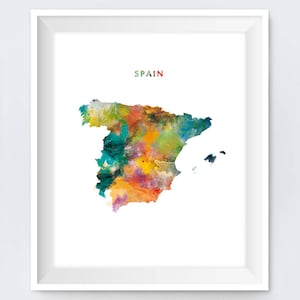 Spanien Druck, Aquarell Karte, Madrid Druck, Wandkunst, Poster, Espana, Malerei, Spanisch, Reisen, Home Office Dekor, Geschenk, digitaler Download