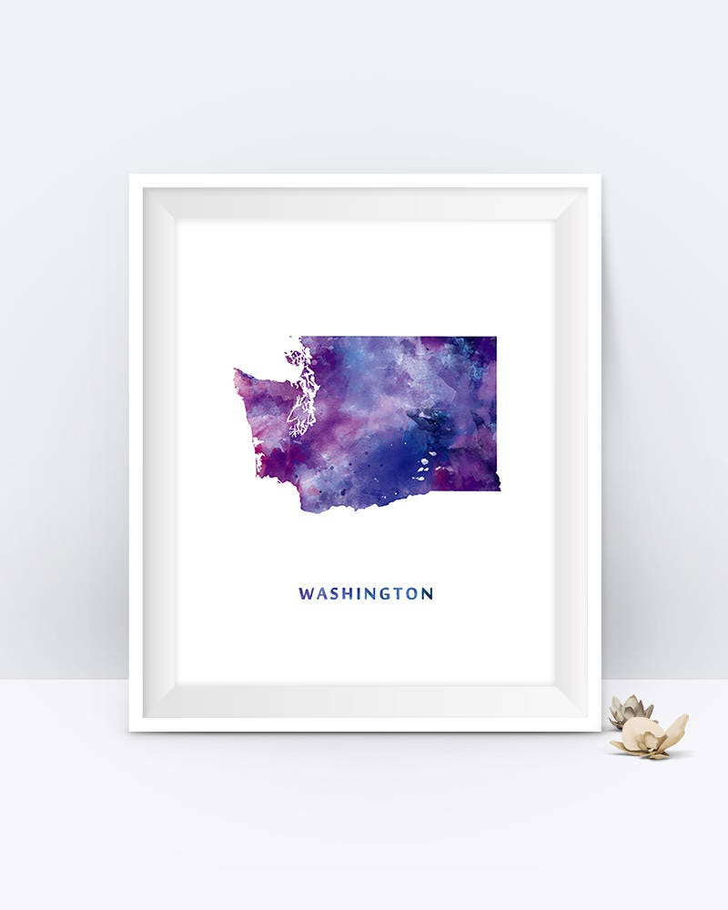 Washington Map Watercolor Washington Poster Olympia Print - Etsy