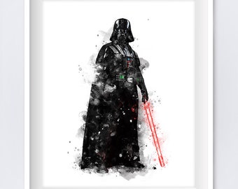 Darth Vader Art Print Watercolor Star Wars Printable Movie Poster Birthday Gift r2d2 Darth Vader Wall Art Gift Home Decor Digital Download