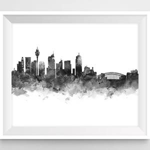 Sydney Print, Sydney Skyline, Watercolor, Poster, Cityscape, Oceania, Opera House, Wall Art, Printable Sydney Decor Gift Digital Download