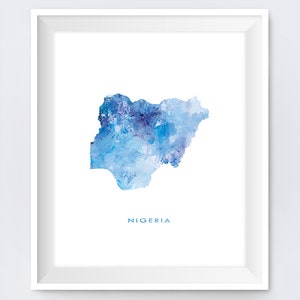 Nigeria Karte Druck, Aquarell Nigeria Poster, Home Office Dekor, Reise-Karte Kunst, Stadt Malerei, Geschenk, Wandkunst, digitaler Download