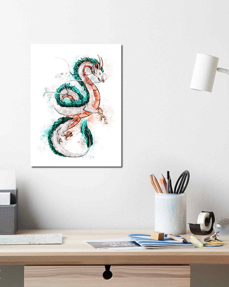 Dragon Art Print Japanese Print Anime Ukiyo Watercolor Gift Nursery Japanese Dragon Wall Art Home Decor instant Download image 2