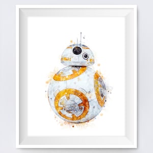 BB8 Print Watercolor BB-8 Droid Art Star Wars Poster Star Wars Birthday Print Nursery Wall Art Gift Movie Printable Download