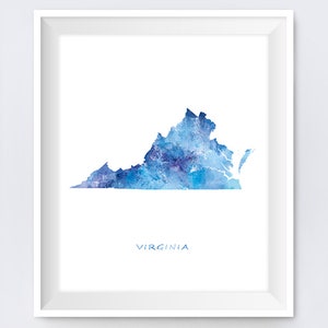 Virginia Map, Virginia Watercolor, Art Print, Richmond Poster, Painting, Gift, State Map Art, Lynchburg, Wall Art, Digital Download