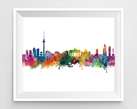 Berlin Print, Berlin Skyline, Berlin Watercolor Poster, Berlin Art, Cityscape, Germany, Wall art, Contemporary, Home decor, Gift, Download