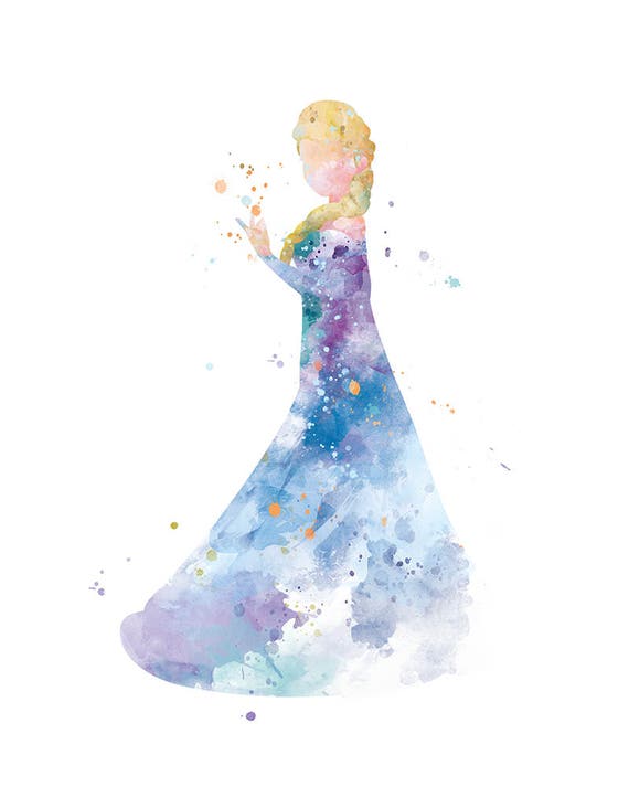Princess Elsa Print Watercolor Printable Frozen Wall Art - Etsy