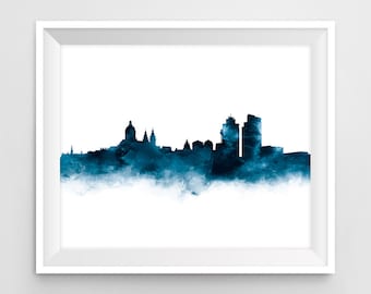 Amsterdam stampa Acquerello Skyline Art Print Wall Art Paesi Stampabile Olanda Viaggio Ufficio Decor Home Decor Download Digitale