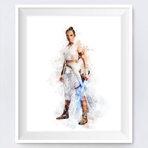 Rey Print, Watercolor, Star Wars Rey, Star Wars Poster, Christmas Gift, Rey Skywalker, Birthday Gift, Nursery Wall Art, Printable, Download
