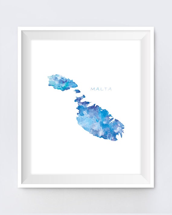 Malta Watercolor Map Print, Valletta Print, Malta Poster Travel Art Map Print Abstract Painting Wall Art Gift Digital Download