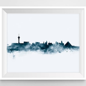 Las Vegas Print, Las Vegas Skyline, Nevada Cityscape, Poster, Wall Art, City, Watercolor, Caesars Palace, Home Decor, Gift, Digital Download