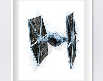 TIE Fighter Print Star Wars Poster Watercolor Art Print Tie Fighter Printable Digital Star Wars Gifts Poster Movie Painting Instant Download