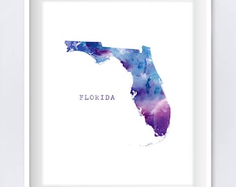 Florida Print, Watercolor Map, Poster, Miami, Home Room Decor, Map Art, Travel, Orlando Print, City, Painting, Gift, Wall Art, Télécharger