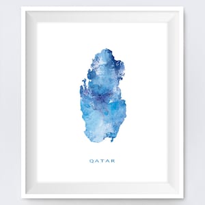 Qatar Kaart Print, Aquarel Qatar Poster, Home Office Room Decor, Doha, Kaart Kunst, Stad, Schilderen, Cadeau, Muur kunst, digitale download