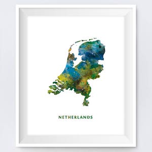 Niederländische Karte Druck, Aquarell, Amsterdam Druck, Wandkunst, grün, Holland, niederländische Poster, Malerei, Reisen, Home Decor, Geschenk, Download