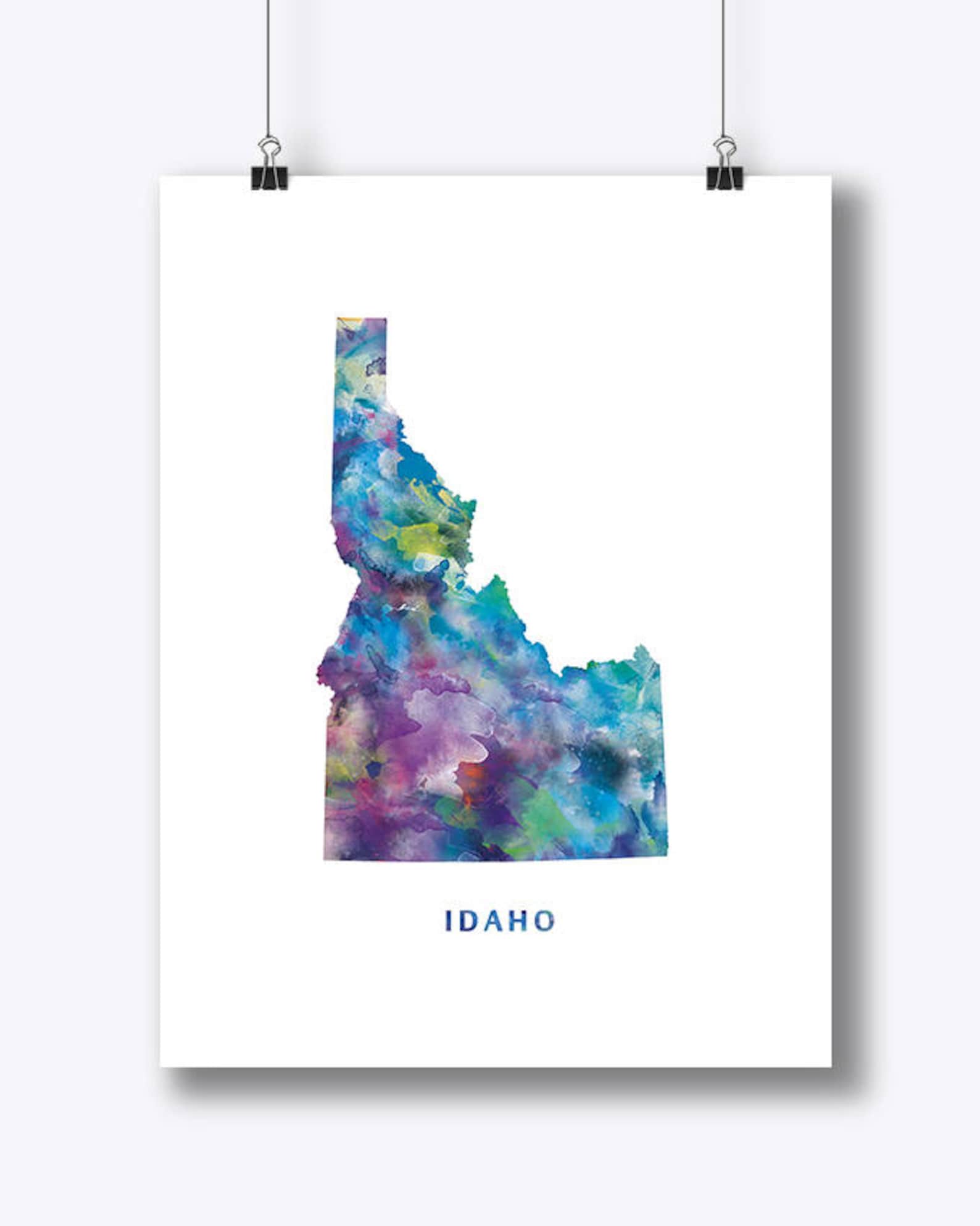 Idaho Map Print Boise Print Idaho Poster Boise Map Watercolor Painting ...