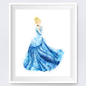 Assepoester Print Prinses Poster Afdrukbare Aquarel Kunst Prinses Kids Kinderkamer Decor Wall Art Gift Download