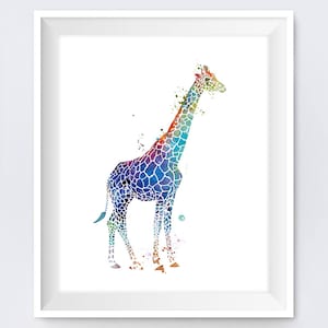 Giraffe Art, Giraffe Print, Watercolor, Wall Art, Animal Print, Safari, Nature, Printable, Animal Nursery Decor, Kids Room, Gift, Download