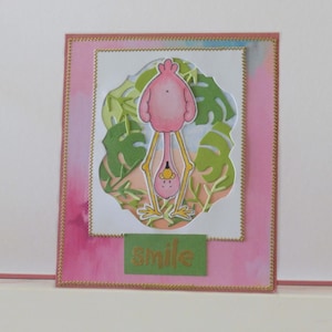 Carte flamant rose - Carte amusante - Carte de voeux double