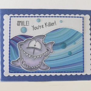 Carte requin - Carte encouragement - Carte de voeux double