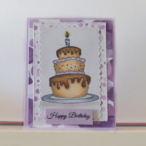 Carte anniversaire - Carte gateau d'anniversaire - Carte de voeux double