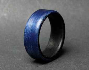 Black and Blue Poplar Bentwood Ring